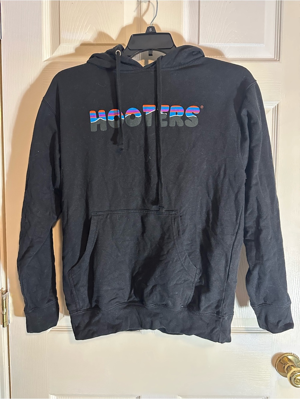 Hooters Black Hoodie with Multicolor Logo